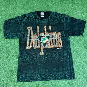 Vintage Miami Dolphins NFL Spell-out Logo Tee Shirt Size Large